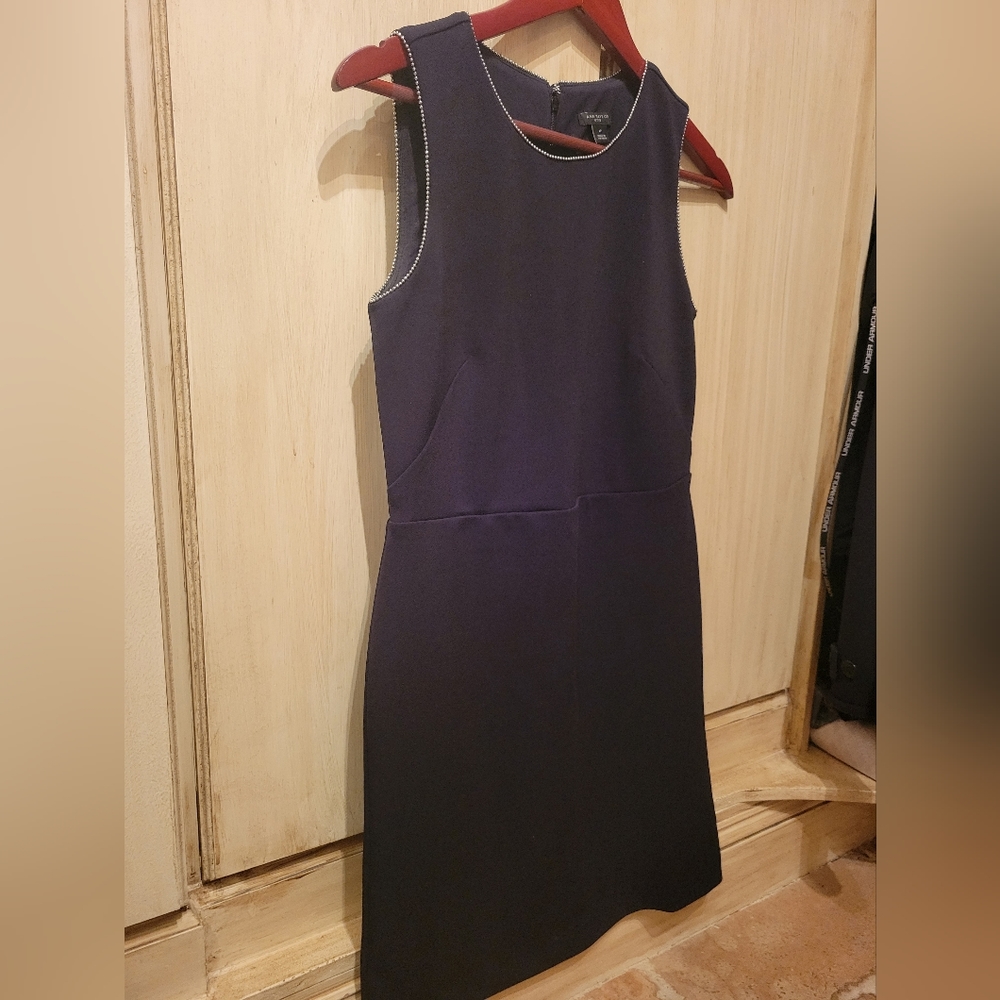 Ann Taylor Black Dress with silver beading 4P - Picture 5 of 5